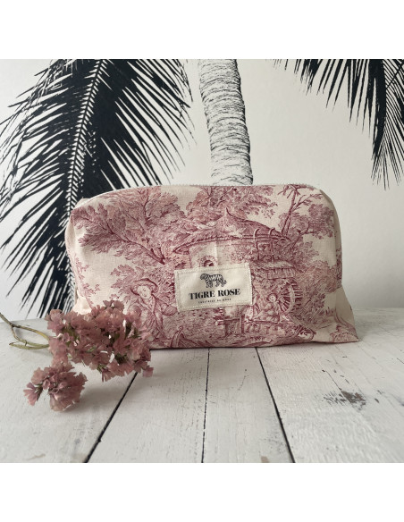 Trousse de toilette Toile de Jouy rouge