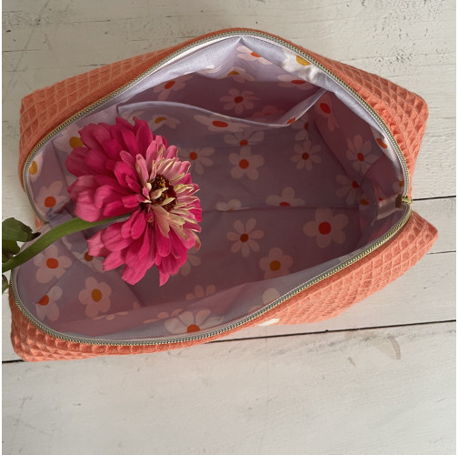 Trousse de toilette nid d'abeille orange