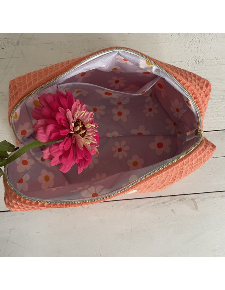 Trousse de toilette nid d'abeille orange