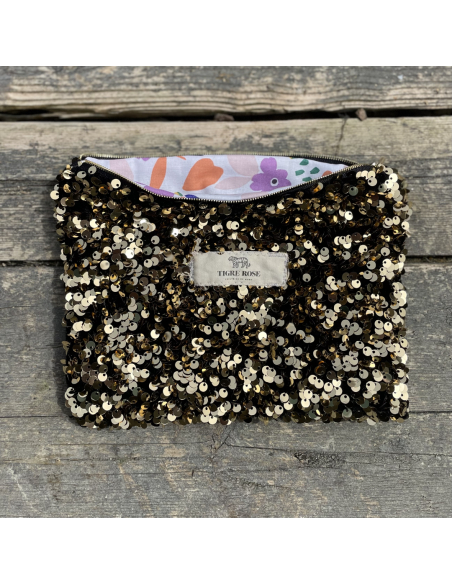 Pochette sequins dorés
