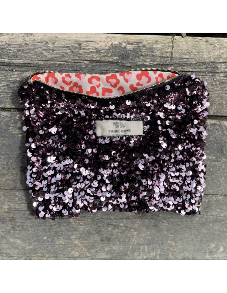 Pochette sequins roses