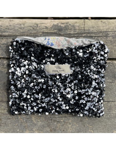 Pochette sequins argentés